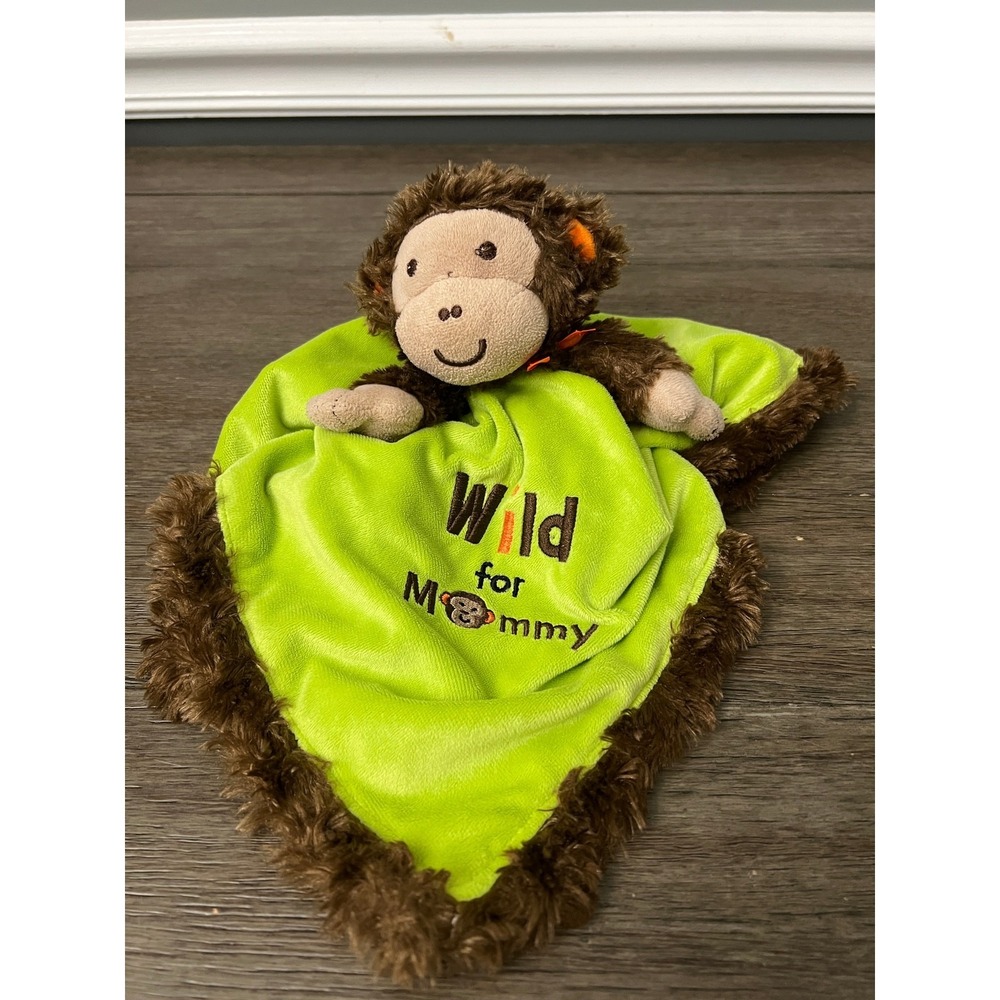 Okie Dokie Monkey Security Blanket Lovey Wild For Mommy Lime Green Brown Plush